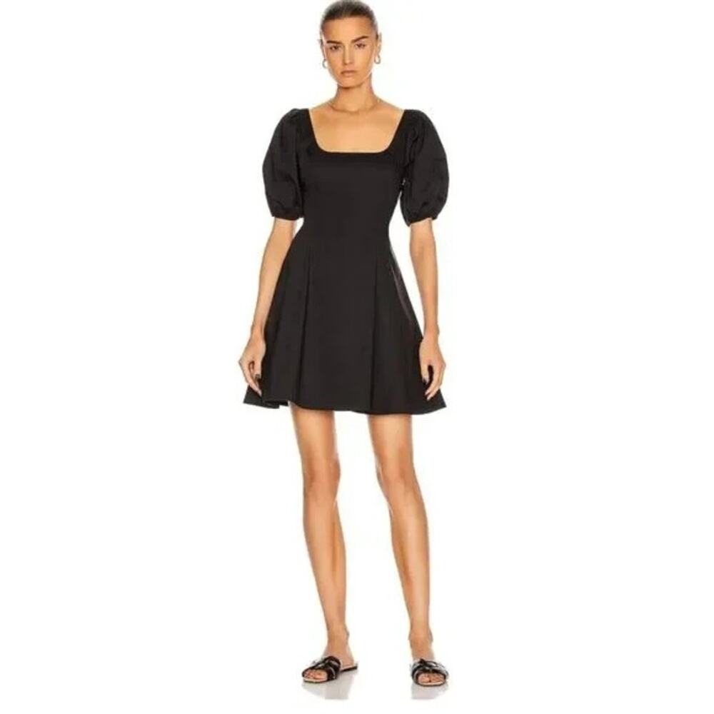 Staud Laelia Dress Puff Sleeves Fit Flare Mini Poplin Cotton Mini Women 4